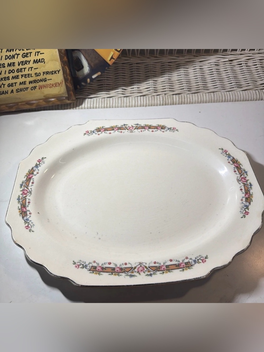 Ivory Floral Scalloped Serving Platter - Classic Home Dining